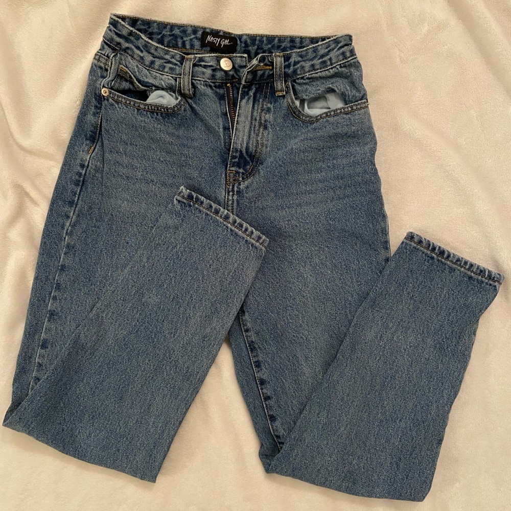 Nasty Gal medium wash mom jeans